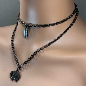 Bohemian Bronze Elephant Pendant Necklace